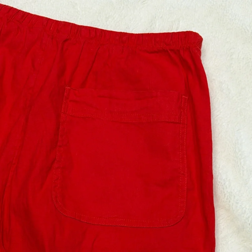 NWT  Athleta Womens Small Paradise Linen Blend Wide Leg Pant Red Drawstring - Picture 10 of 13